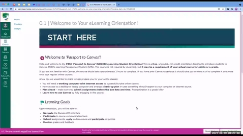 Thumbnail for entry Passport to Canvas - Canvas Basics Training for PBSC STUDENTS