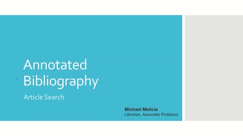 Thumbnail for Library Instruction for NUR 1024 (Article Search for the Annotated Bibliography Assignment)