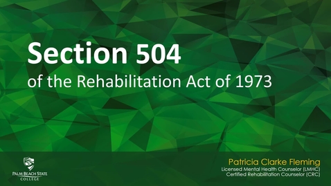 Thumbnail for entry Section 504 of the Rehabilitation Act of 1973