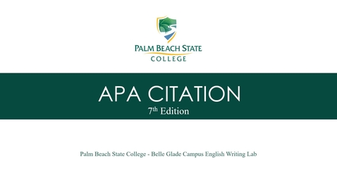 Thumbnail for APA 7th Edition Citations Workshop