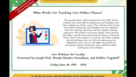 Thumbnail for What Works for Teaching Live Online Classes