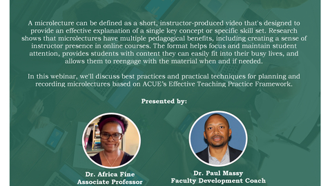 Thumbnail for Creating Effective Microlectures for Student Engagement