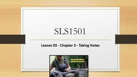 Thumbnail for SLS1501 - Thursday 2-18-16 Class via Video