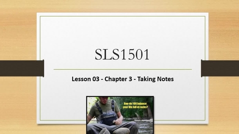 Thumbnail for entry SLS1501 - Thursday 2-18-16 Class via Video