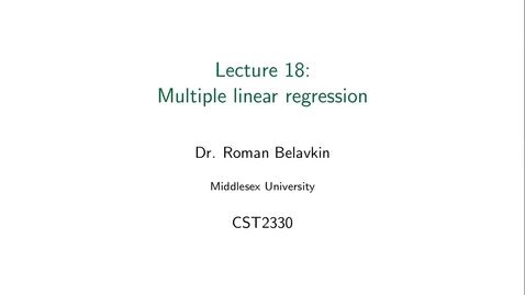 Thumbnail for entry 18. Multiple Linear Regression