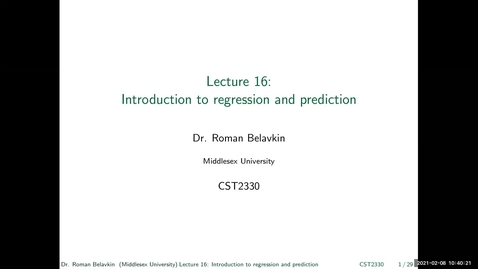 Thumbnail for entry 16. Introduction to Regression and Prediction