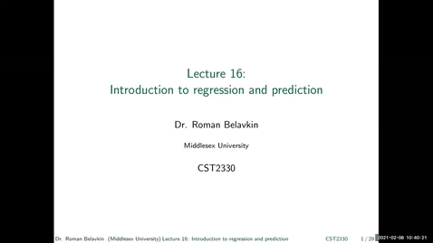 Thumbnail for 16. Introduction to Regression and Prediction