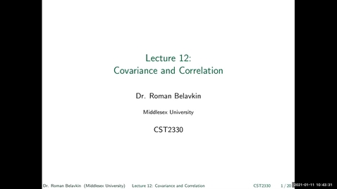 Thumbnail for entry 12. Covariance and Correlation