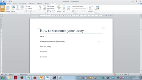 Thumbnail for Using Word to structure law essays