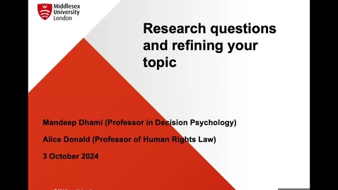 Thumbnail for Kickstarting Research series: Session 2 - Research questions and refining your topic