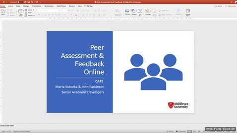 Thumbnail for Peer assessment and feedback - L&amp;T showcase 25th Nov 2020