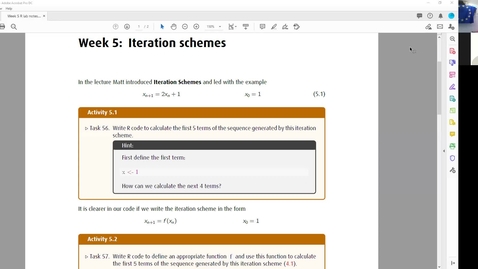 Thumbnail for entry MSO2140 Week 5 R Lab: Iteration Schemes in R