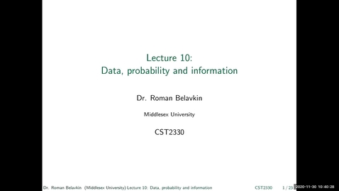 Thumbnail for entry 10. Data, probability and information