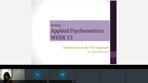 Thumbnail for entry Rec- Jan 21, 2021 4:35 PM - PSY4046 Applied Psychometrics.mp4