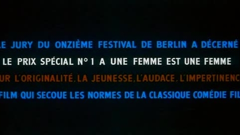 Thumbnail for GODARD, Jean Luc - UNE FEMME EST UNE FEMME tItle sequence - 1961 France
