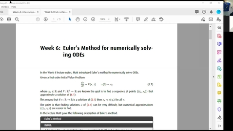Thumbnail for entry MSO2140 Week 6 R Lab: Euler's Method