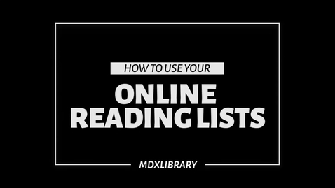 Thumbnail for entry Getting Started: Online Reading Lists