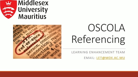 Thumbnail for entry E-Tutorial on OSCOLA Referencing