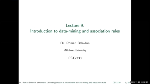 Thumbnail for entry 9. Introduction to data-mining and association rules