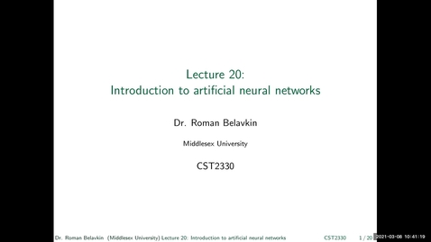 Thumbnail for entry 20. Introduction to Artificial Neural Networks