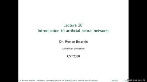Thumbnail for 20. Introduction to Artificial Neural Networks