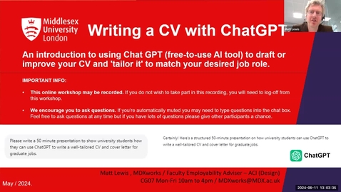 Thumbnail for EPP_11 June 2024_Writing a CV with Chat GPT_Matt Lewis