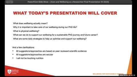 Thumbnail for Kickstarting series:  Session 3 - Care and Wellbeing as a researcher