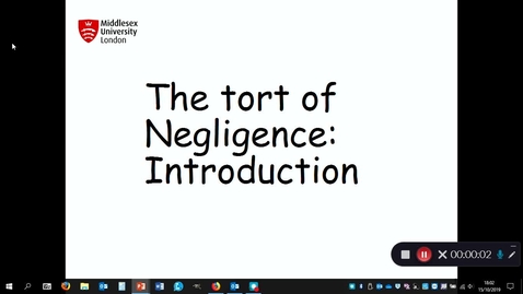 Thumbnail for entry Negligence: introduction to the duty of care- October 15th 2019, 6:02:04 pm