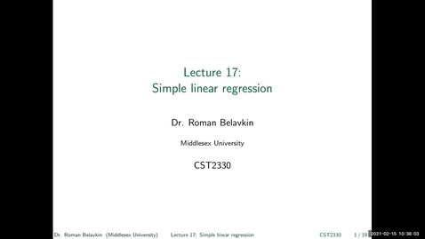 Thumbnail for entry 17. Simple Linear Regression