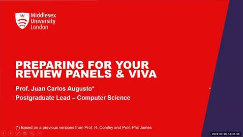 Thumbnail for Preparing for your Review Stage 1/2 and Viva panels - Prof Juan Carlos Augusto