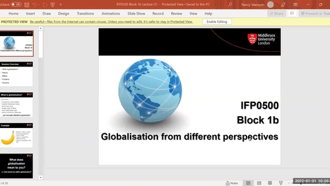 Thumbnail for entry Block 1b - Lecture - Globalisation - (31/1/22)