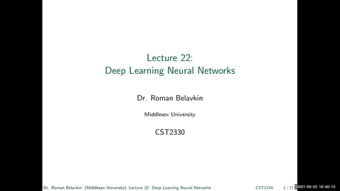 Thumbnail for 22. Deep Learning Neural Networks