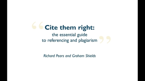Thumbnail for Welcome to Cite them right online