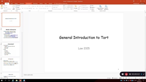 Thumbnail for Tort   lecture 1 - September 30th 2019, 1:14:50 pm