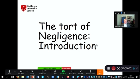 Thumbnail for entry Lecture 2 recording, Intro to Negligence, Duty of Care