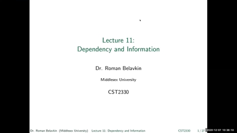 Thumbnail for entry 11. Dependency and Information