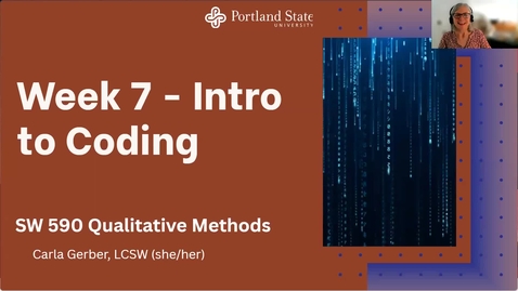 Thumbnail for SW 590 Qualitative Methods Session 7 - Intro to Coding