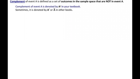 Thumbnail for Complement Events and Probability Rule 1