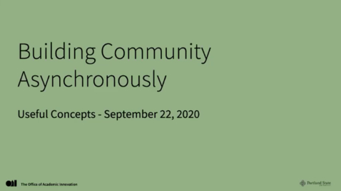 Thumbnail for Building Community in Asynchronous Courses