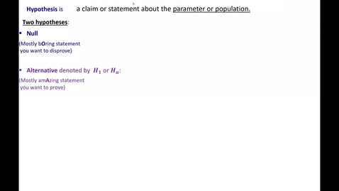 Thumbnail for Null Hypothesis versus Alternative Hypothesis