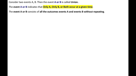 Thumbnail for Event A or B, Additive Rule