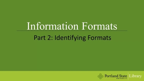 Thumbnail for Information Formats - Part 2