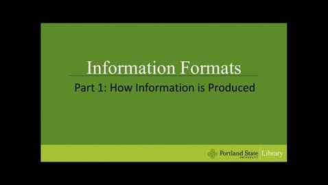 Thumbnail for entry Information Formats - Part 1