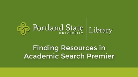 Thumbnail for Finding Resources in Academic Search Premier