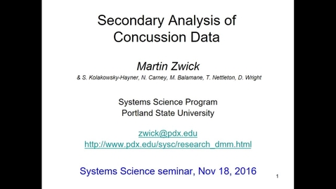 Thumbnail for 11/18/16 SySc Seminar, Martin Zwick