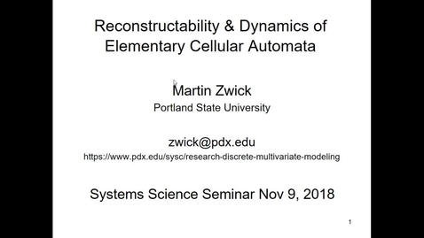 Thumbnail for 11/9/18 SySc Seminar, Martin Zwick