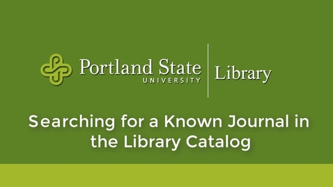 Thumbnail for Searching for a Known Journal