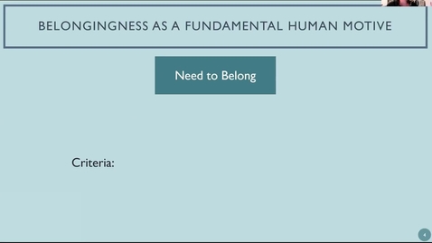 Thumbnail for entry 5.1a - Belongingness &amp; Sociometer Theory