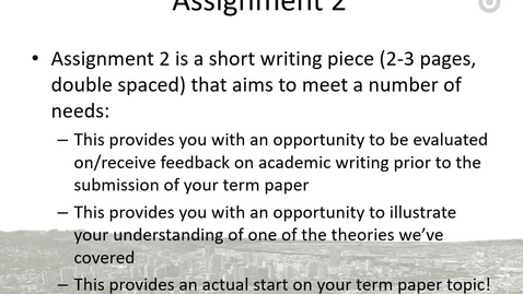 Thumbnail for Crime in the City - Assignment 2 Overview 