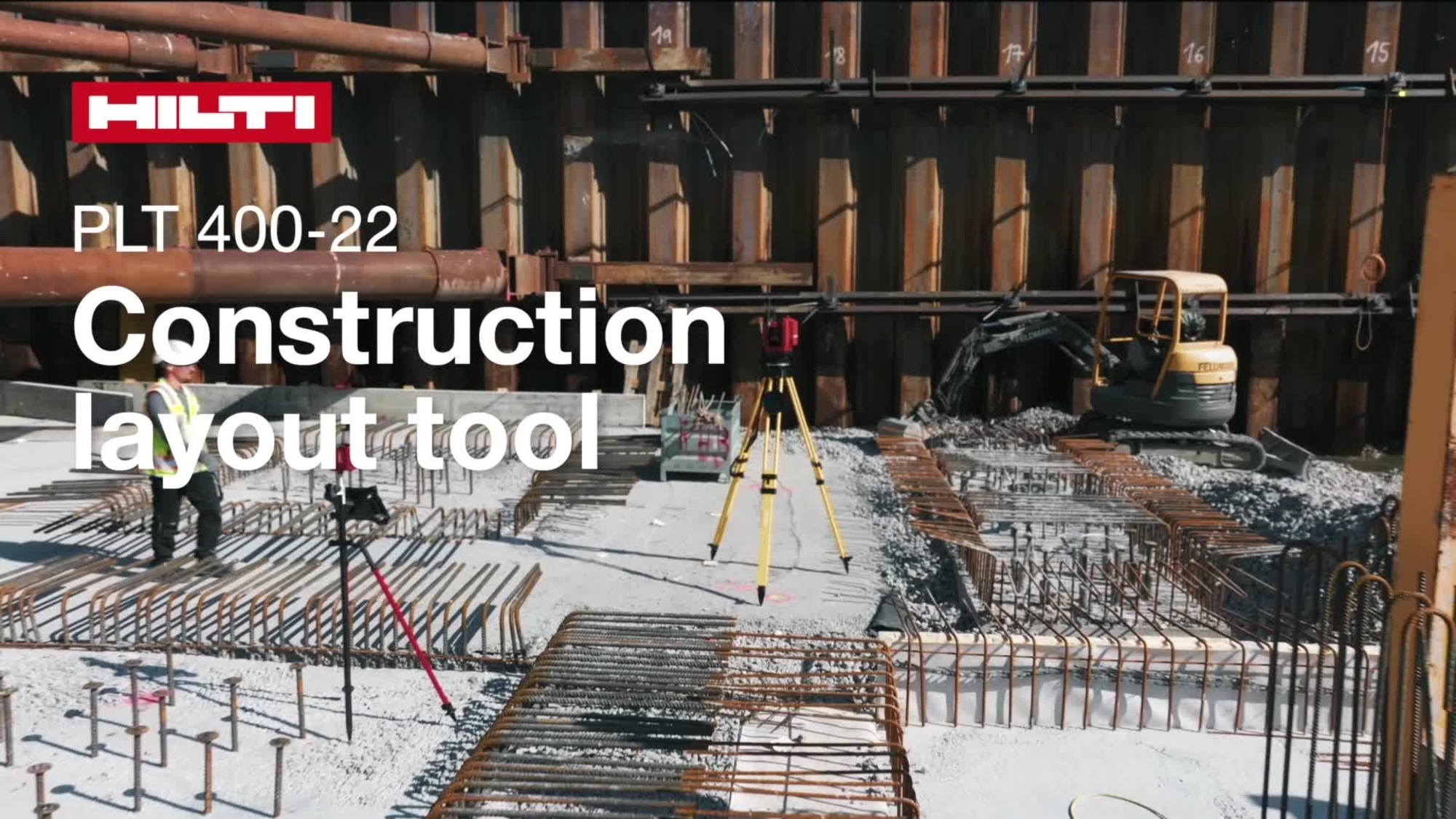 Vídeo promocional de la PLT 400-22 en el que explican las características y ventajas de la PLT 400-22 en una obra real durante el replanteo. Secuencia final estándar